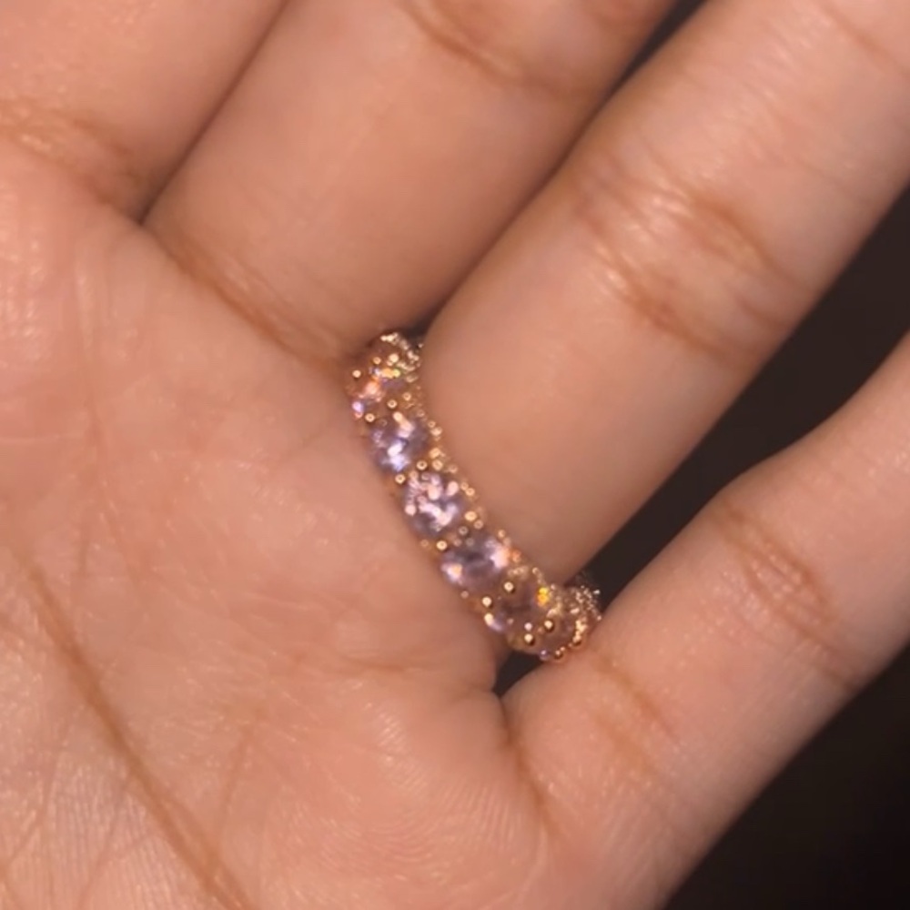 suzy levian pink cubic zirconia pave U shape setting eternity band
